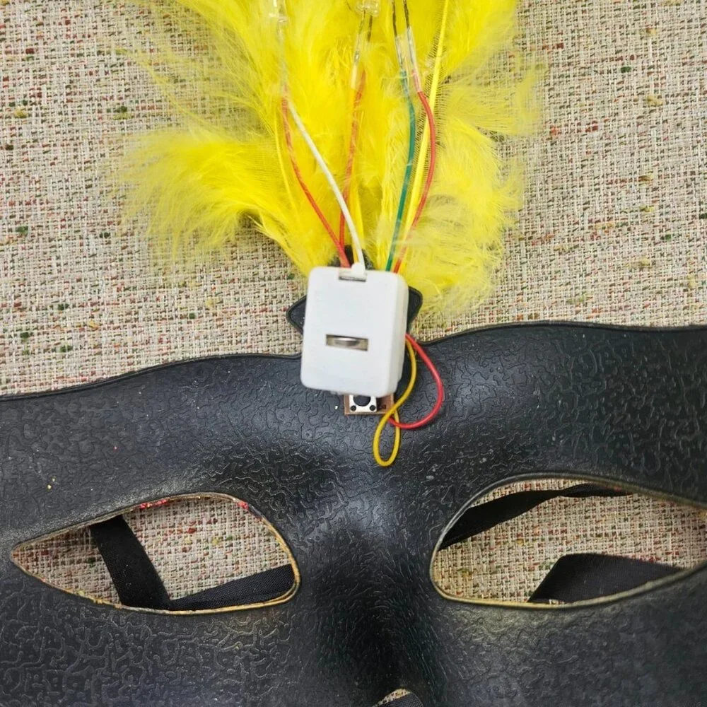 Yellow Faux Feather Mask Party Light Up Face Eye Mask Masquerade Mardi Gras Mask